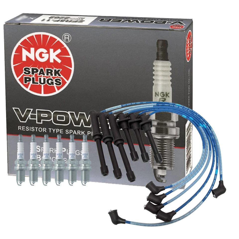 Kit de cable NGK y 6 bujías de alimentación en V para Mazda MX-3 1.8 V6 naturalmente Asp Foto 1 de 1