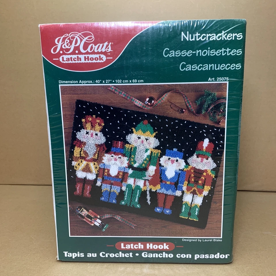 J &p Coats Nutcrackers Latch Hook Rug Kit 40x27 Large 25075 Christmas