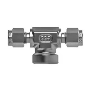 3/8 Tube x 3/8 Tube x 3/8 FNPT 316ss Female Branch Tee SSP DuoLok ISSD6FBT6 - Picture 1 of 2
