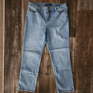 Pantalones de mezclilla Bandolino Mandie tiro alto azules talla 12 cortos - Imagen 1 de 8