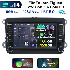 6+128GB Carpaly Android14 Autoradio DSP Für VW GOLF 5 6 Polo Touran Caddy Tiguan - Bild 1 von 18