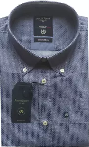 CAMICIA UOMO manica lunga M L XL XXL 3XL cotone fantasia blu celeste ASCOT SPORT - Bild 1 von 1
