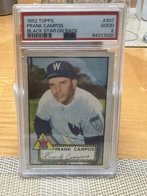 1952 Topps Frank Campos Black Star On Back PSA 2 - Image 1 of 2