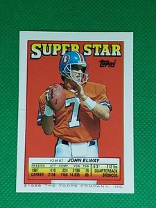 1988 Topps Mini #3 John Elway HOF Denver Broncos avec dos autocollants 68 et 191 - Photo 1 sur 3
