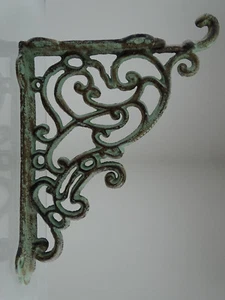 Regalwinkel Gusseisen Grün 2 Stück – Regalstützen Antik Stil 24 x 20 Wandhalter - Picture 1 of 5