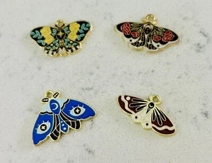 Schöne Schmetterling Anhänger/Charms. Emaille, goldfarben 4er Set - Bild 1 von 2