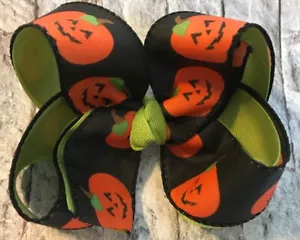 Fiocco capelli Halloween lanterna Jack O raso poliestere boutique personalizzato TaylorMade nuovo - Foto 1 di 1