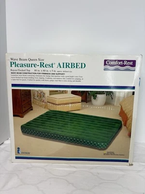 Intex Pleasure Rest Cama de Aire Wave Beam Queen 80x60x5 Vinilo 1997 Verde Nuevo de Lote Antiguo Nuevo Foto 1 de 4