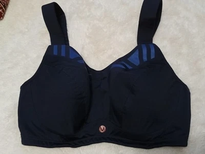 Livi Active Lane Bryant 运动文胸蓝色黑色最大支撑底线 38DDD 4d — 第 1/4 张图片