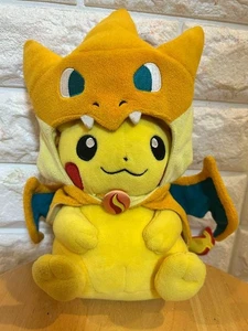 Pokemon Center Original Pikachu Wearing Mega Charizard Y Poncho Plush Doll 2015 - Picture 1 of 3