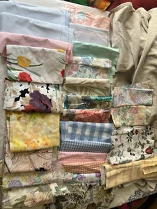Posten Vintage Baumwolle Stoffreste Blumen Gingham Streifen Quilten Nähen 50+ Stck. - Bild 1 von 17