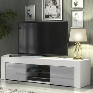 130cm TV Unit Sideboard Cabinet | Cupboard TV Stand | Grey High Gloss Doors - Picture 1 of 17