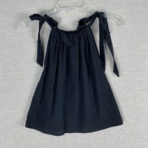 Eve Gravel Anthropologie Top Womens XS Black Emma Tank Tie Shoulder Linen Silk - Picture 1 of 6