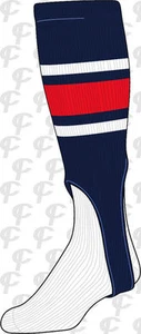 TCK Big Stripe Baseball Softball Twin City Stirrups Socks Navy Blue -Red-White - Picture 1 of 1