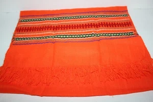 Ladies Fringed Scarf - 16" x 48" - Orange - Picture 1 of 4