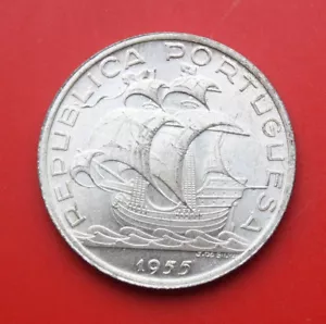 Portugal- Europa 10 Escudos 1955 Silber KM# 586 F#2480 UNC - Bild 1 von 4