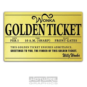Printed Plastic Card, Willy Wonka GOLDEN TICKET Personalised World Book Day. - Picture 1 of 3