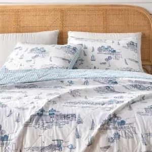 Coastal Quilt Bedding Set, Summer Coastal Quilt with Shams, King Cape Elizabeth - Picture 1 of 6