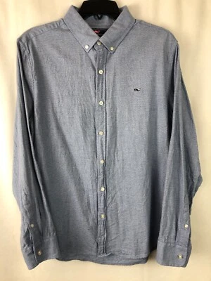 Vineyard Vines Mens Whale Shirt Size Large 100% Cotton Slim Fit Solid Blue A74 - Image 1 of 4