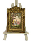 French 18th antique oil painting panel /signed &amp; in  Louis XV frame The Picnic