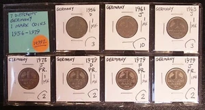 Lote de 7 monedas diferentes de 1 marco de ALEMANIA 1956 a 1979 KM-110 #14992 - Imagen 1 de 5