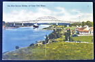 New Bourne Bridge Cape Cod Massachusetts MA Postcard PC 1940s WWII Soldier