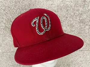New Era Fitted Baseball Cap Mens 7.5" Embroidered MLB Washington Nationals Red - Picture 1 of 11