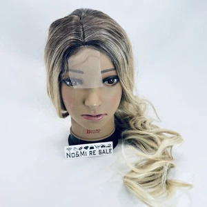 Ombre Blonde Long Wave Wig for Women 26inch Middle Part Long Curly Wig Synthetic - Picture 1 of 13