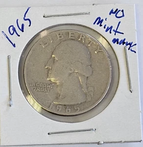 Moneda de 25 ¢ cuarto de dólar estadounidense 1965 -Washington & Eagle- sin marca como nueva - Imagen 1 de 4
