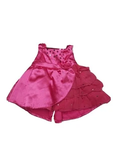 Build A Bear Pink Satin & Tulle Formal Dress Ribbon Rose Sequins Teddy Clothes - Picture 1 of 10