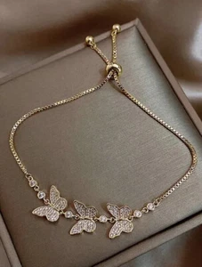 Rhinestone & Butterfly Decor Bracelet - Picture 1 of 5