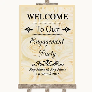 Cream Roses Welcome To Our Engagement Party Personalised Wedding Sign - Picture 1 of 8