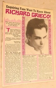 Vintage Richard Grieco Fragende Fans wollen wissen Teen Magazin Seite Artikel  - Bild 1 von 1