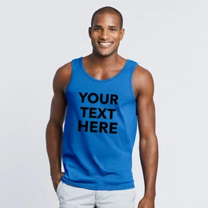 Custom TEXT, Logo, Heavy Cotton Tank Top workwear Gym for men dad gift - Picture 1 of 9