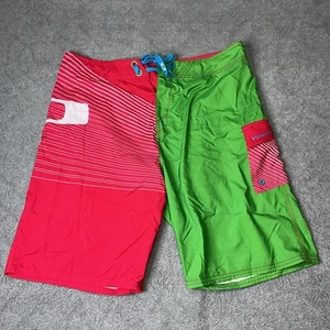 Oakley Board Shorts Mens 38 Waist Green Pink Neon Colorblock Cargo Surf Y2K - Picture 1 of 8