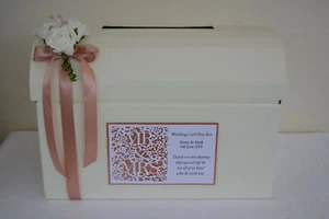 Wedding card post box & guest book personalised decorated Rose Gold 'Mr & Mrs' - Picture 1 of 6