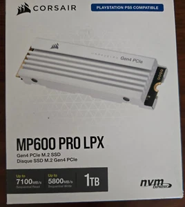 1TB Corsair MP600 PRO LPX Gen4 M.2 White SSD + Heatsink R:7100MB/s, W:5800MB/s - Afbeelding 1 van 1