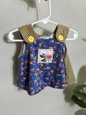 Miniwear Vestido Infantil Vintage Amarillo Azul Floral Primavera Rayas Talla 6-9 Meses Foto 1 de 4