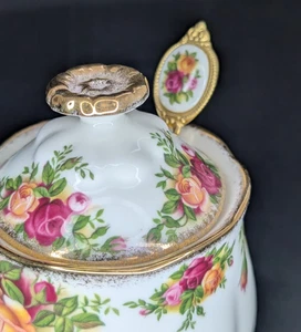 Seltenes Royal Albert Old Country Roses Marmeladenglas mit Deckel & Löffel - 4,5" Bone China - Bild 1 von 10