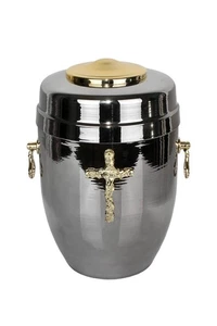 Beautifu Metal Cremation Urn for Ashes with Gold Cross Funeral Urn for Adult - Picture 1 of 5