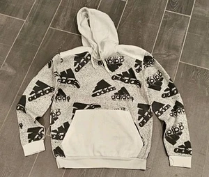 Adidas Hoodie Sweatshirt Youth Medium Black Logo  Pullover - Picture 1 of 3