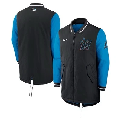 Miami Marlins Dugout Full Zip Parka Bomber Jacket Men’s Large NEW Black - Image 1 of 3