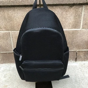 SHADE & SHORE Perforated Mesh Backpack Unisex Adult Black Zipper Book Bag - Picture 1 of 10