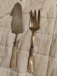  Vintage Perlmutt Edelstahl Klinge Kuchenmesser Servierer Humona Alpak - Bild 1 von 5