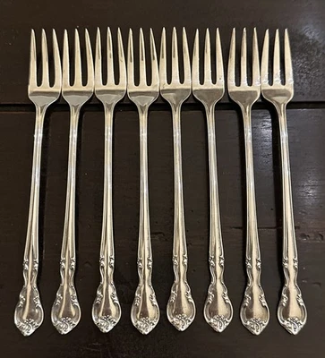 American Classic by Easterling Sterling Silver Cocktail Forks 8 Oyster Seafood - Image 1 of 4