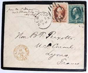 S.M. Isaacs Family, NYC, US--B.F. Peixotto, US Consul, Lyon, FR/#158+#178 US/'78 - Picture 1 of 2