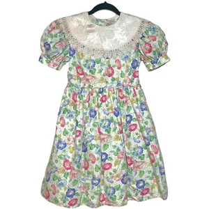 Vintage 1980s Little Princess Floral Poof Flare Dress Size 7 - Picture 1 of 8