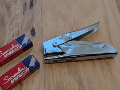 Grapadora alicate manual Swingline vintage modelo 43 grapas cromadas TOT hecha en EE. UU. Foto 1 de 4