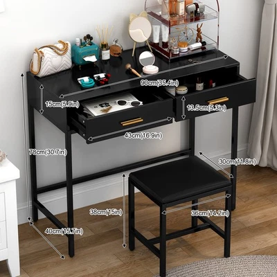 Small Vanity Desk Vanity Desk Makeup Vanity w/2 Drawers For Home Office Desk - Image 1 of 4