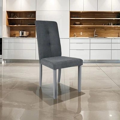Sedia Eric in legno colore grigio con seduta in tessuto grigio - Immagine 1 di 4